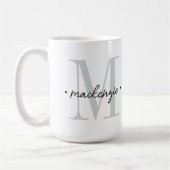 Mug Monogramme Moderne Minimaliste Noir Blanc (Gauche)