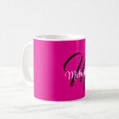 Mug Monogramme moderne minimaliste nom initial rose ch (Devant gauche)
