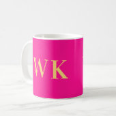 Mug Monogramme moderne minimaliste rose chaud (Devant gauche)