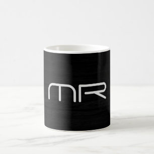 Mug Monogramme Moderne Noir Blanc Initiales de Nom