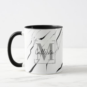 Mug Monogramme moderne noir blanc noir