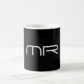 Mug Monogramme moderne Noir Blanc Nom Initiales (Centre)