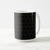 Mug Monogramme moderne noir d'or (Devant droit)