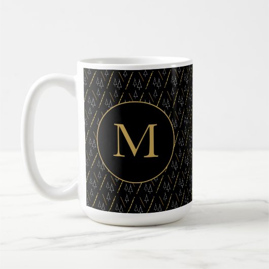 Mug Monogramme moderne noir d'or (Gauche)