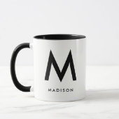 Mug Monogramme moderne | Noir et blanc (Gauche)