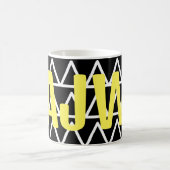 Mug Monogramme moderne noir et blanc géométrique (Centre)
