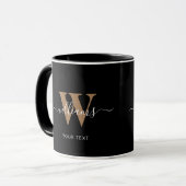 Mug Monogramme moderne Noir Script Nom initial (Devant gauche)