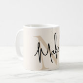 Mug Monogramme Moderne Nom (Devant gauche)