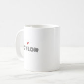 Mug Monogramme Moderne Nom Cœur Rouge (Devant gauche)