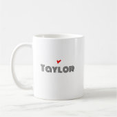 Mug Monogramme Moderne Nom Cœur Rouge (Gauche)