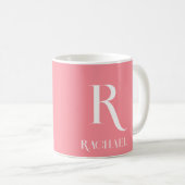 Mug Monogramme moderne Nom élégant rose (Devant droit)