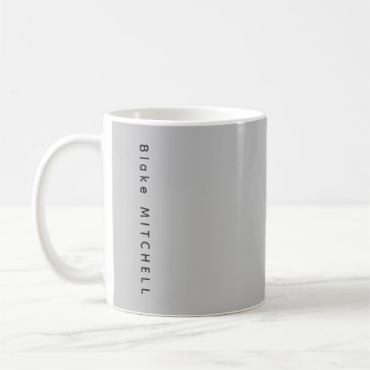Mug Monogramme Moderne Nom Urbain Gris (Gauche)
