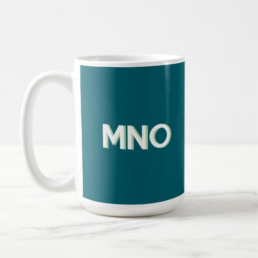 Mug Monogramme moderne Ombre initiale Turquoise verte (Gauche)