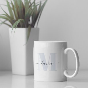 Mug Monogramme Moderne Personnalisé Simple