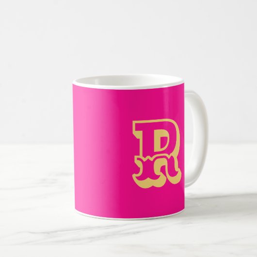 Mug Monogramme Moderne Police Rétro Rose (Devant droit)