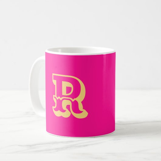 Mug Monogramme Moderne Police Rétro Rose (Devant gauche)