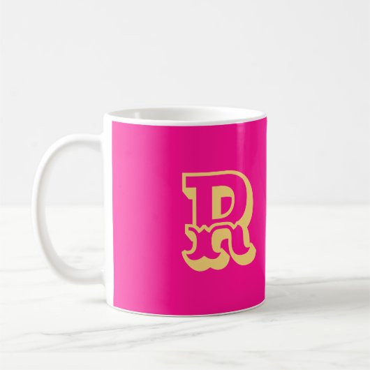 Mug Monogramme Moderne Police Rétro Rose (Gauche)