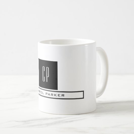 Mug Monogramme moderne Professional Plain Nom simple (Devant droit)