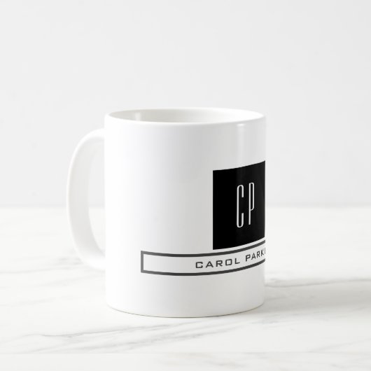 Mug Monogramme moderne Professional Plain Nom simple (Devant gauche)