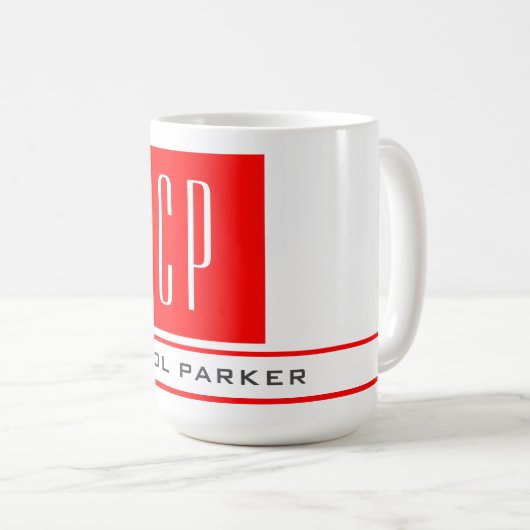 Mug Monogramme moderne Professional Plain Nom simple (Devant droit)