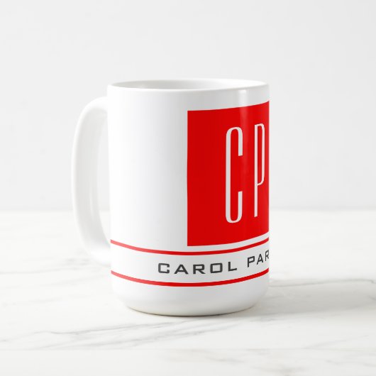 Mug Monogramme moderne Professional Plain Nom simple (Devant gauche)