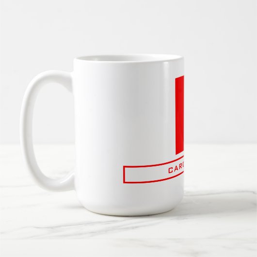 Mug Monogramme moderne Professionnel Nom simple Rouge (Gauche)
