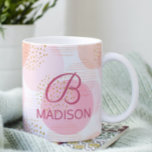 Mug Monogramme moderne rose Parties scintillant fille<br><div class="desc">Monogram Modern Pink Girly Parties scintillant Personnalisé café Mug dispose d'un joli motif rose avec des accents de parties scintillant dorée personnalisée avec votre monogramme et votre nom. Personnalisez en modifiant le texte dans les zones de texte fournies.</div>
