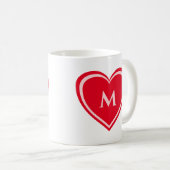 Mug Monogramme moderne simple de coeur rose rouge (Devant droit)