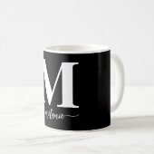 Mug Monogramme moderne simple Musique blanche noire (Devant droit)