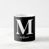 Mug Monogramme moderne simple Musique blanche noire (Centre)