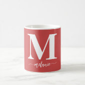 Mug Monogramme moderne simple Musique rouge blanche (Centre)