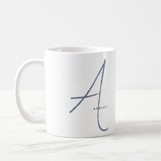 Mug Monogramme moderne surdimensionné Initiale & Nom (Gauche)