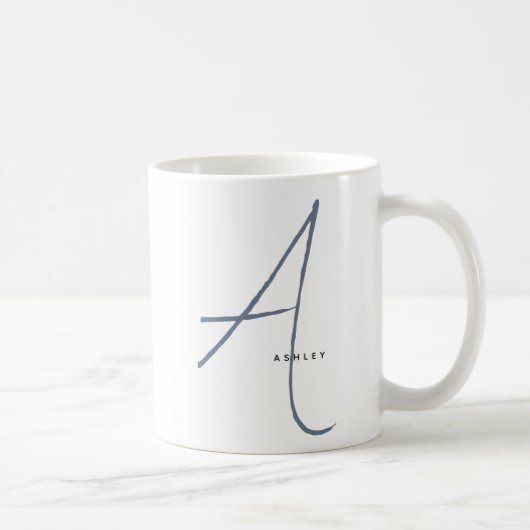 Mug Monogramme moderne surdimensionné Initiale & Nom (Droite)
