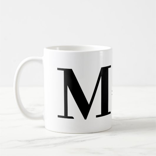 Mug Monogramme moderne tendance Nom Black White Café M (Gauche)
