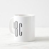 Mug Monogramme Moderne Trois Lettres Noir (Devant gauche)