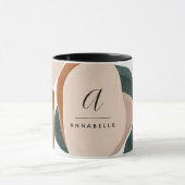 Mug Monogramme moderne vert rouille abstrait élégant (Centre)