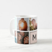 Mug Monogramme moderne votre famille 7 grille photo co (Devant gauche)