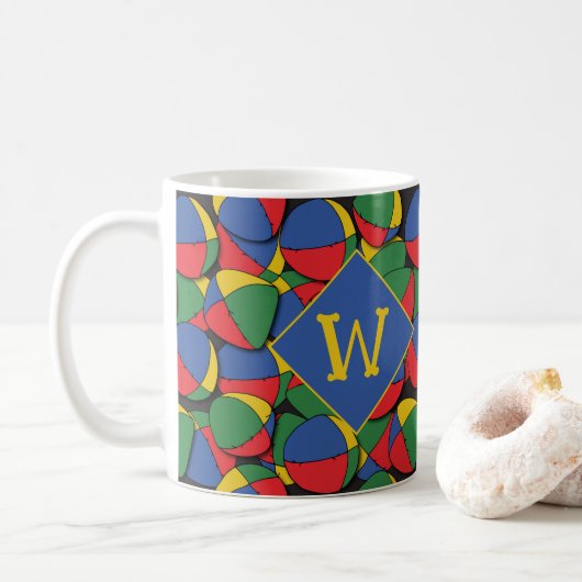 Mug Monogramme motif artiste en jonglage de cirque (Avec donut)