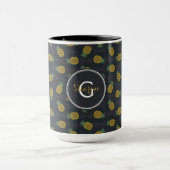 Mug Monogramme motif d'ananas noir rétro (Centre)