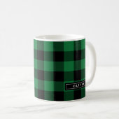 Mug Monogramme Motif de Buffalo Vert (Devant droit)