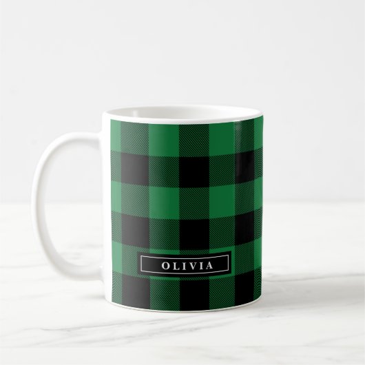 Mug Monogramme Motif de Buffalo Vert (Gauche)