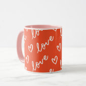 Mug Monogramme Motif de coeur d'amour rouge (Devant gauche)