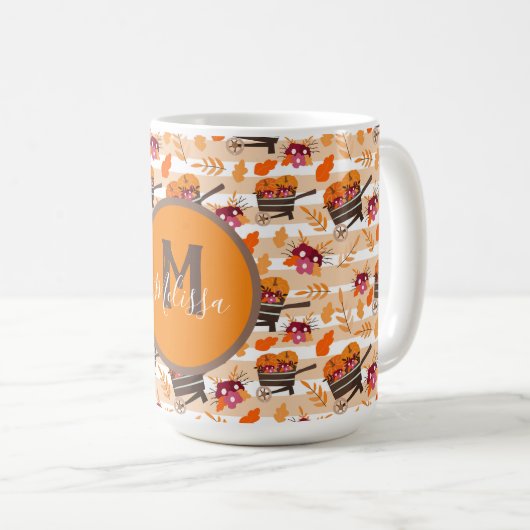 Mug Monogramme Motif de flèches de chute (Devant droit)