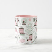 Mug Monogramme Motif de Noël de Girly Cute (Centre)