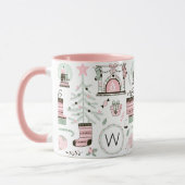 Mug Monogramme Motif de Noël de Girly Cute (Gauche)