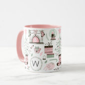 Mug Monogramme Motif de Noël de Girly Cute (Devant gauche)