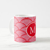 Mug Monogramme Motif de pétoncle rouge et blanc (Devant gauche)