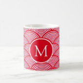Mug Monogramme Motif de pétoncle rouge et blanc (Centre)