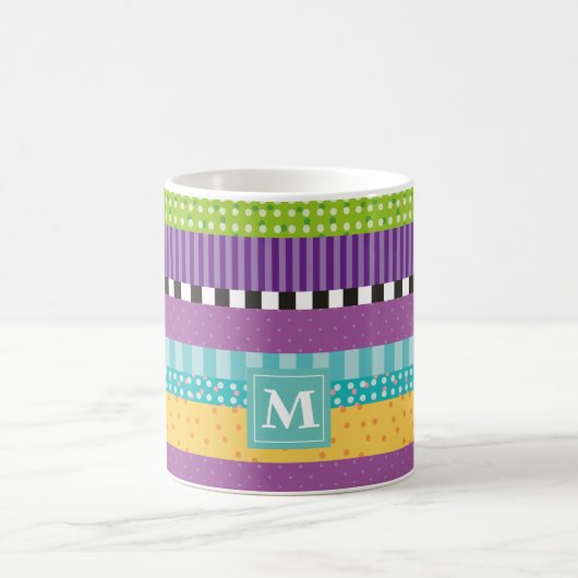 Mug Monogramme Motif de points de bande (Centre)