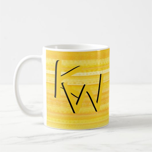 Mug Monogramme Motif Jaune Bright Lumière tendance (Gauche)